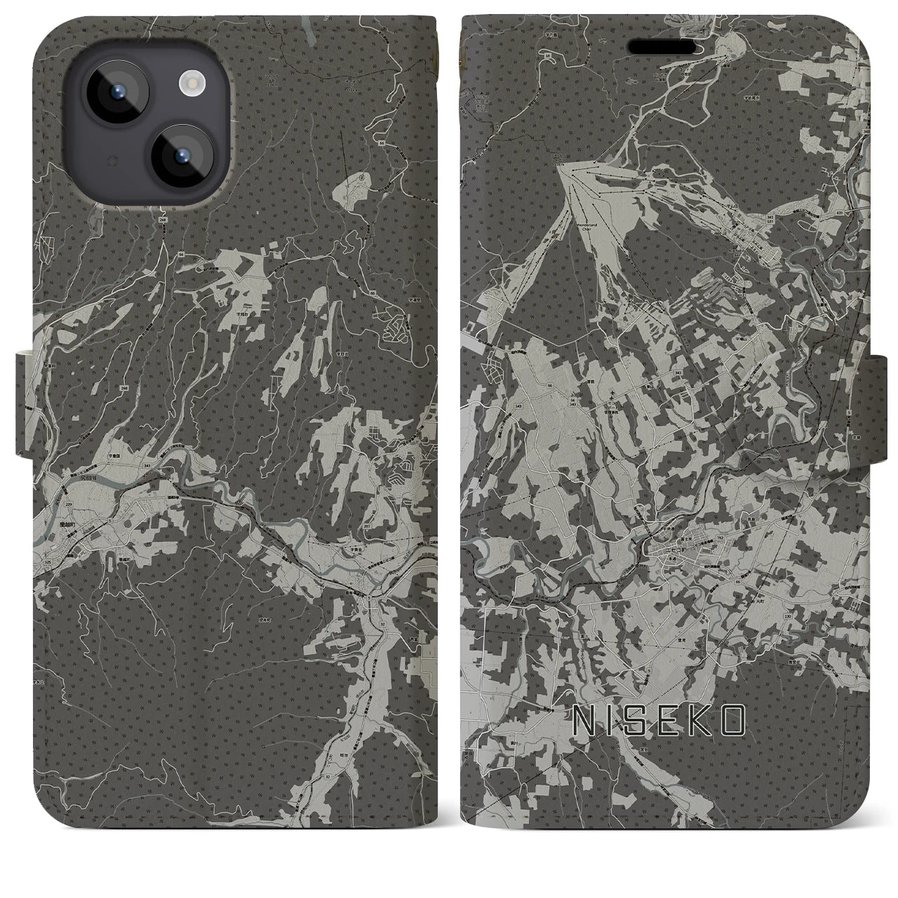 【ニセコ(北海道)】地図柄iPhoneケース(手帳タイプ)