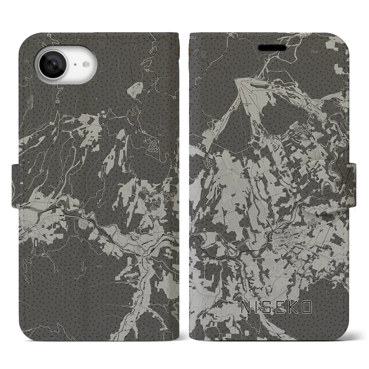 【ニセコ(北海道)】地図柄iPhoneケース(手帳タイプ)