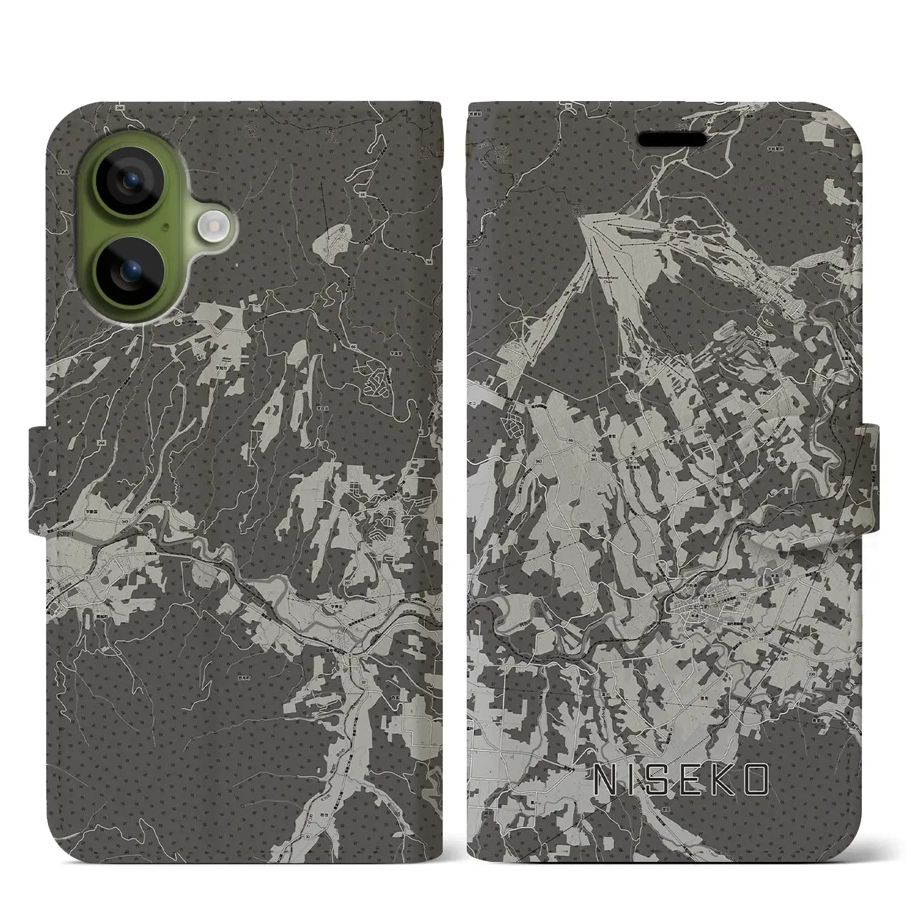 【ニセコ(北海道)】地図柄iPhoneケース(手帳タイプ)