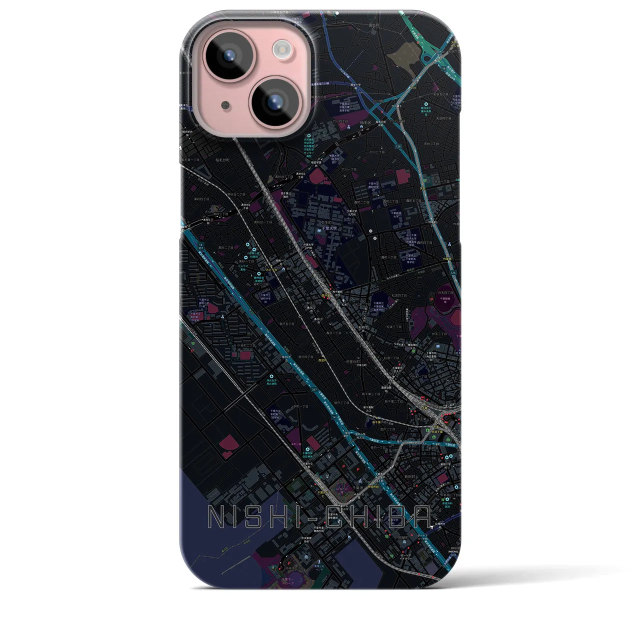 【西千葉(千葉県)】地図柄iPhoneケース(バックカバータイプ)