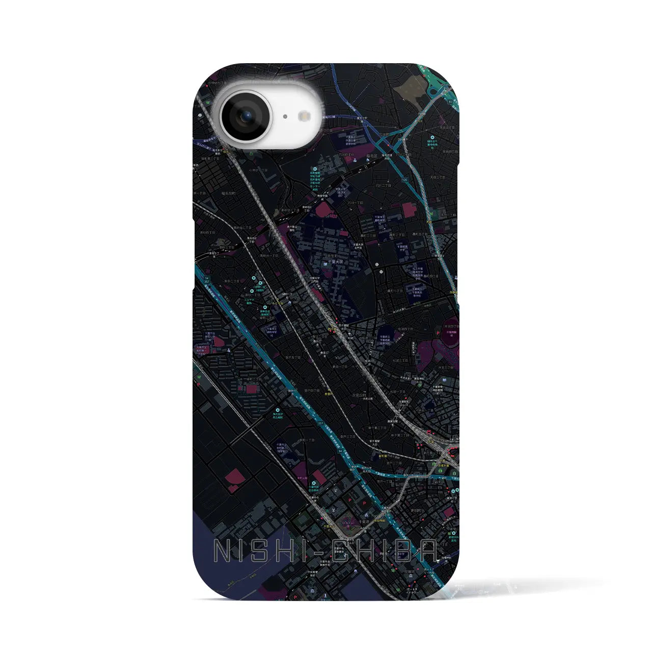 【西千葉(千葉県)】地図柄iPhoneケース(バックカバータイプ)