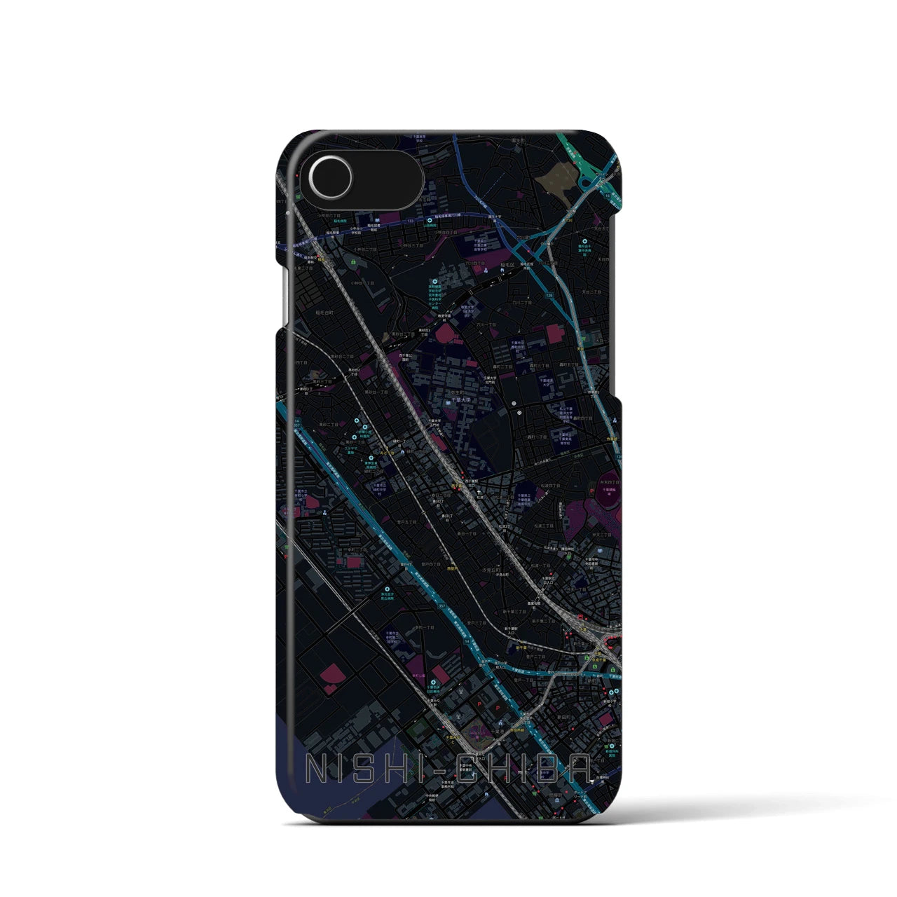 【西千葉(千葉県)】地図柄iPhoneケース(バックカバータイプ)