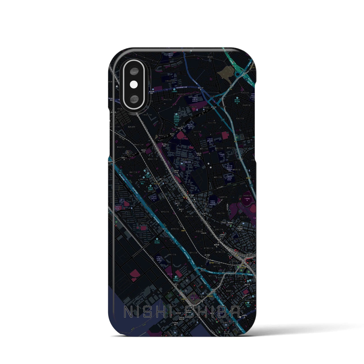 【西千葉(千葉県)】地図柄iPhoneケース(バックカバータイプ)