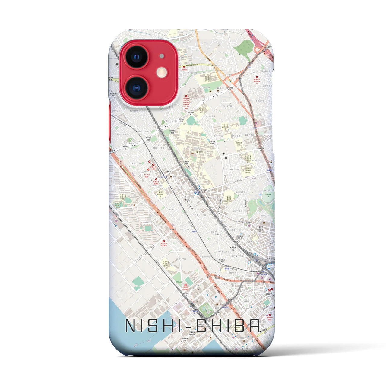 【西千葉(千葉県)】地図柄iPhoneケース(バックカバータイプ)