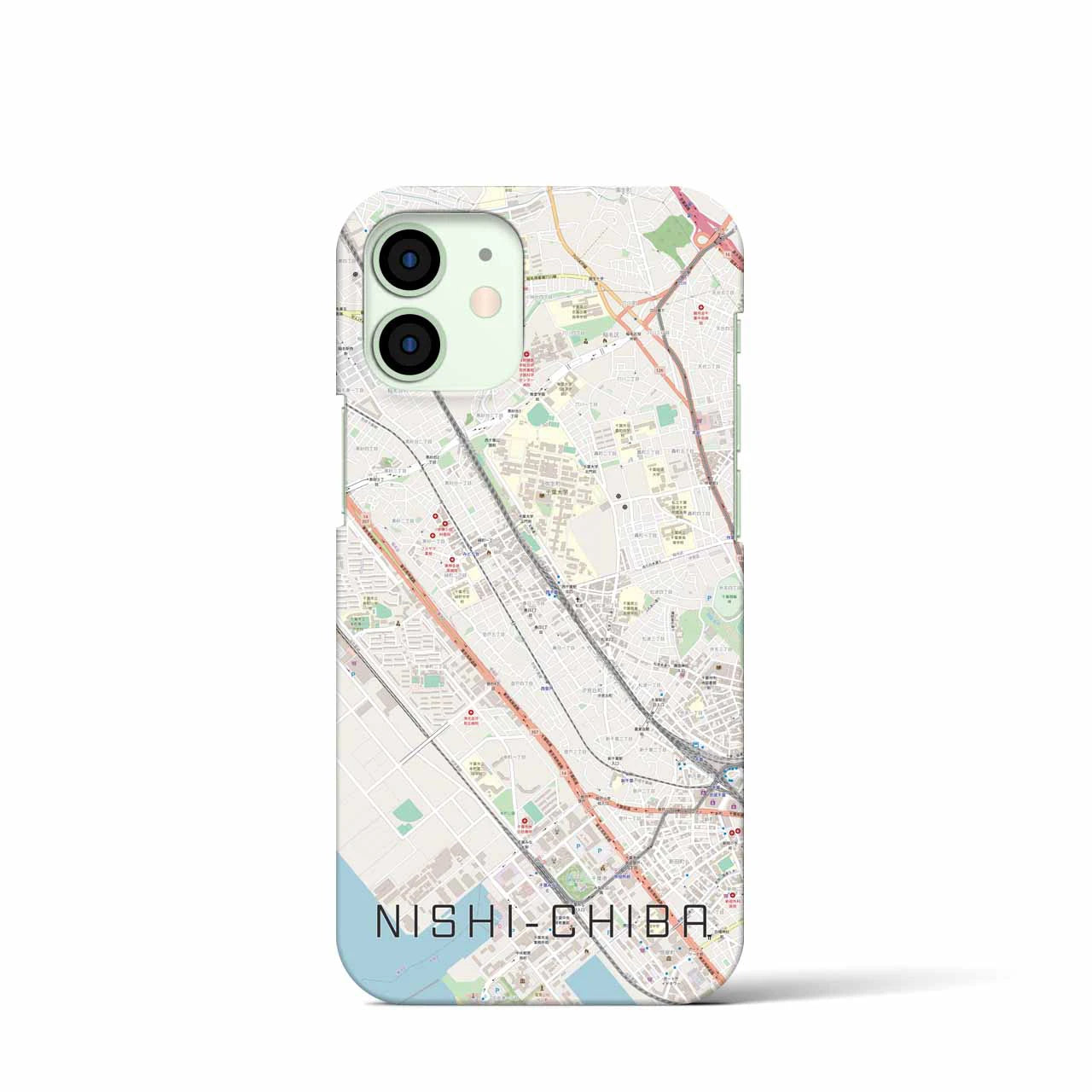 【西千葉(千葉県)】地図柄iPhoneケース(バックカバータイプ)