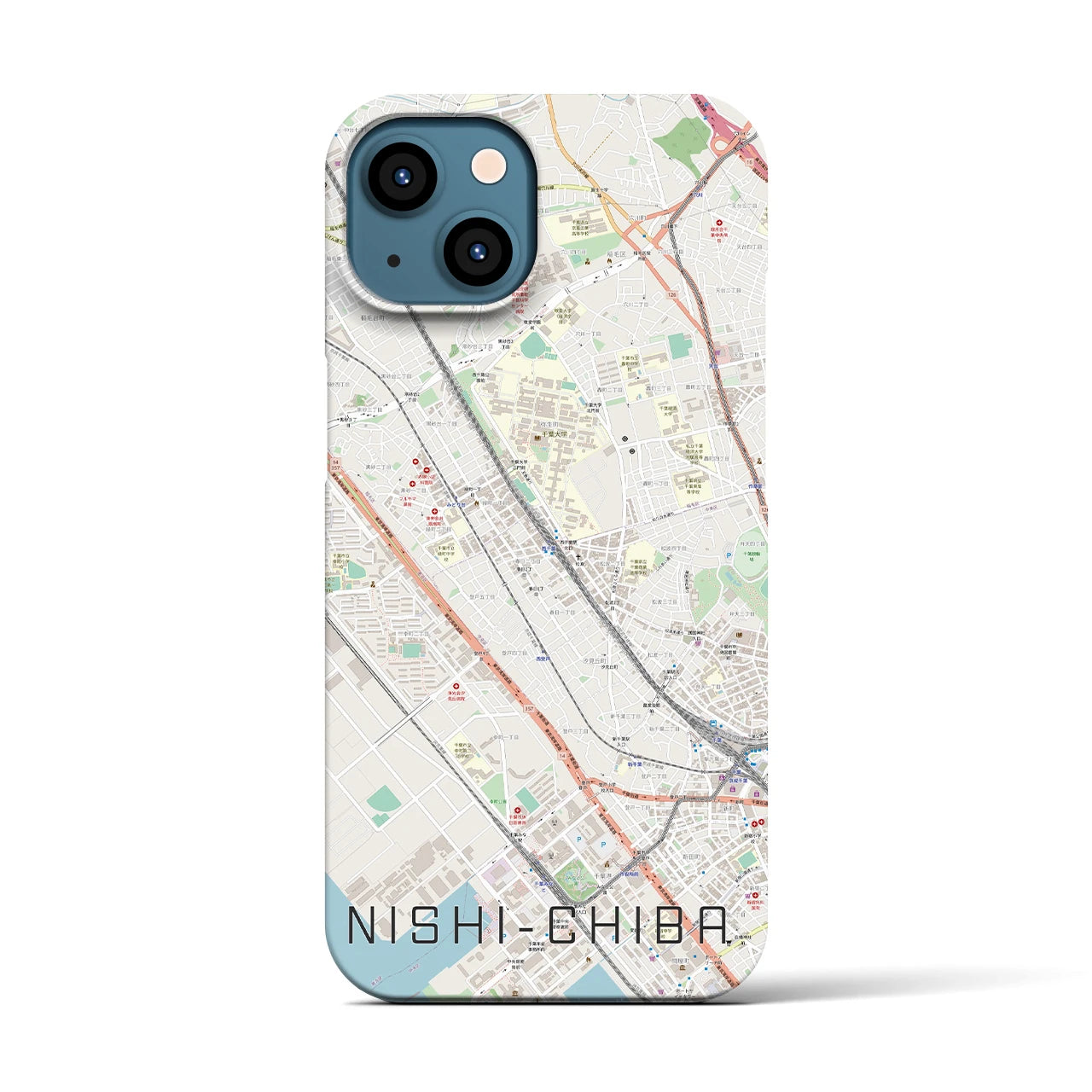 【西千葉(千葉県)】地図柄iPhoneケース(バックカバータイプ)