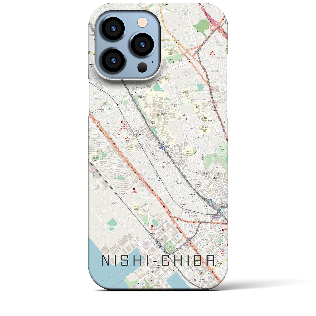 【西千葉(千葉県)】地図柄iPhoneケース(バックカバータイプ)