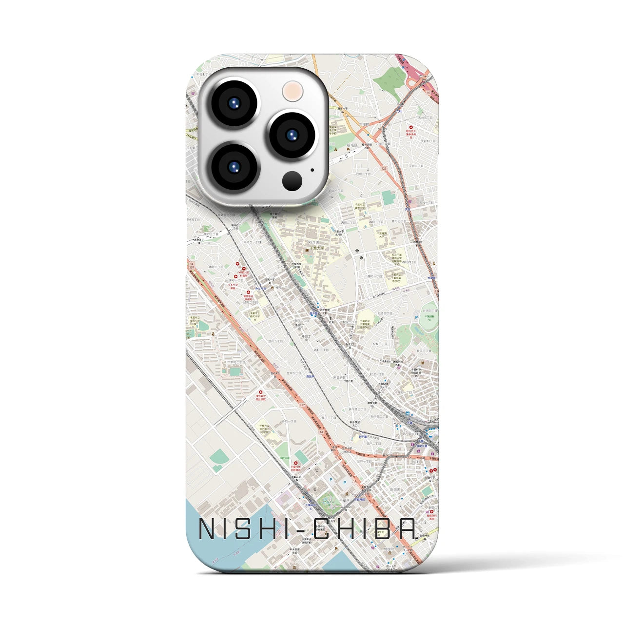 【西千葉(千葉県)】地図柄iPhoneケース(バックカバータイプ)