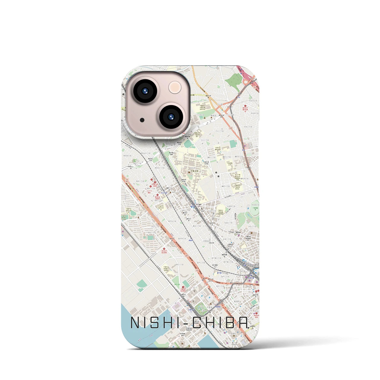 【西千葉(千葉県)】地図柄iPhoneケース(バックカバータイプ)