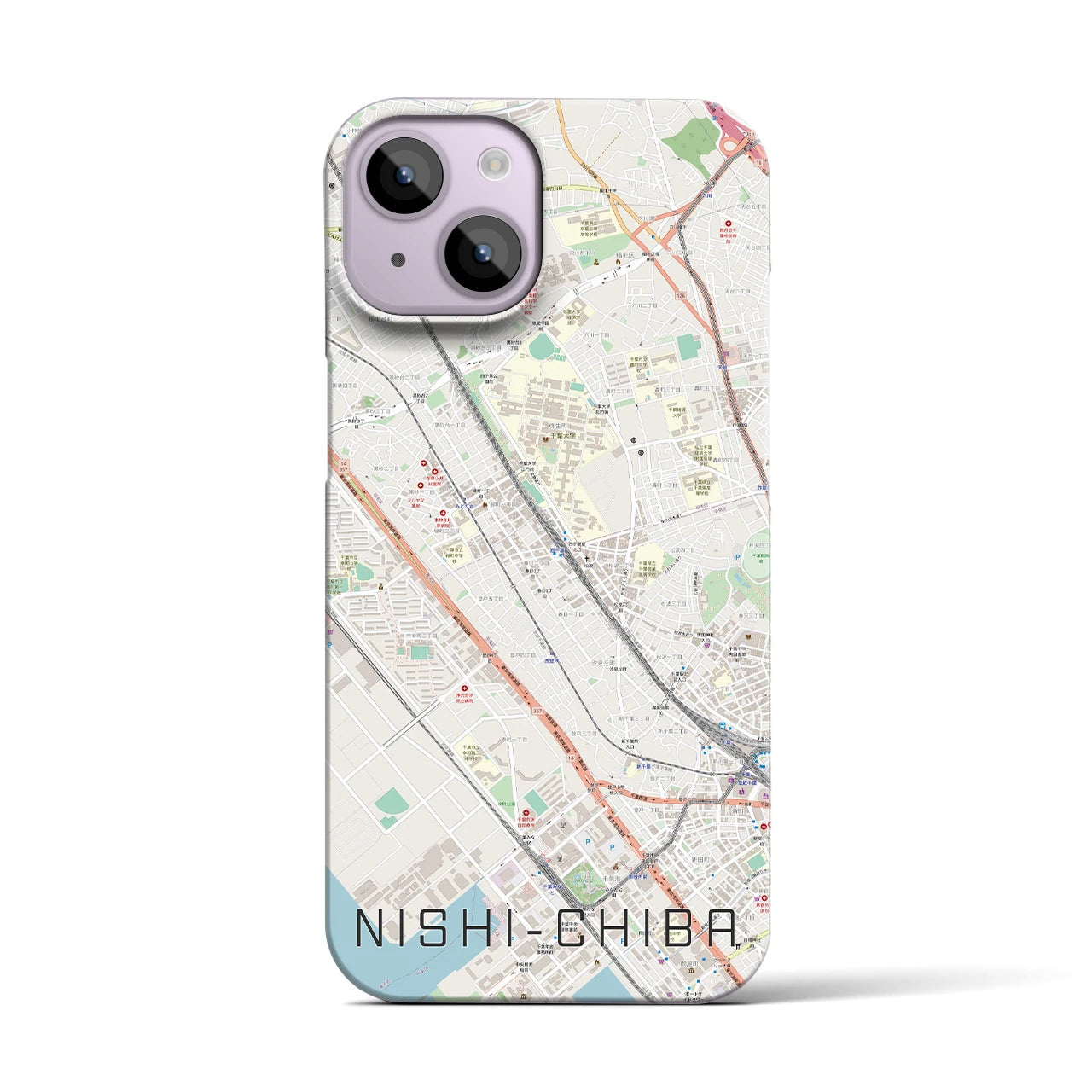 【西千葉(千葉県)】地図柄iPhoneケース(バックカバータイプ)