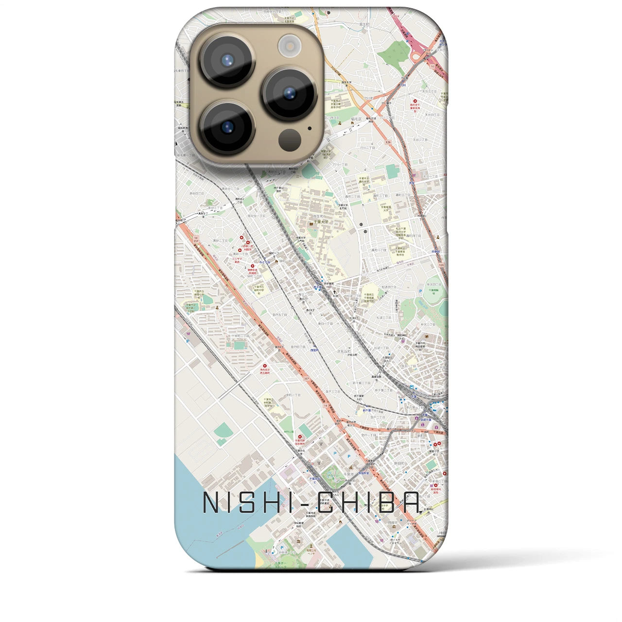 【西千葉(千葉県)】地図柄iPhoneケース(バックカバータイプ)