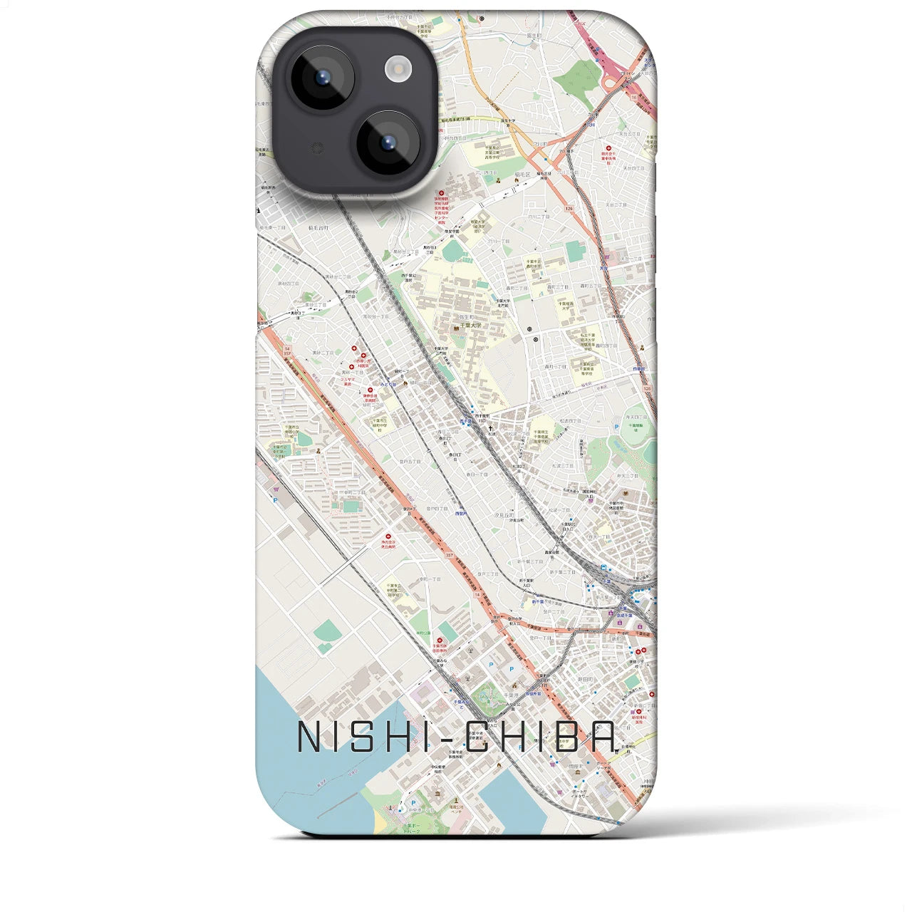 【西千葉(千葉県)】地図柄iPhoneケース(バックカバータイプ)