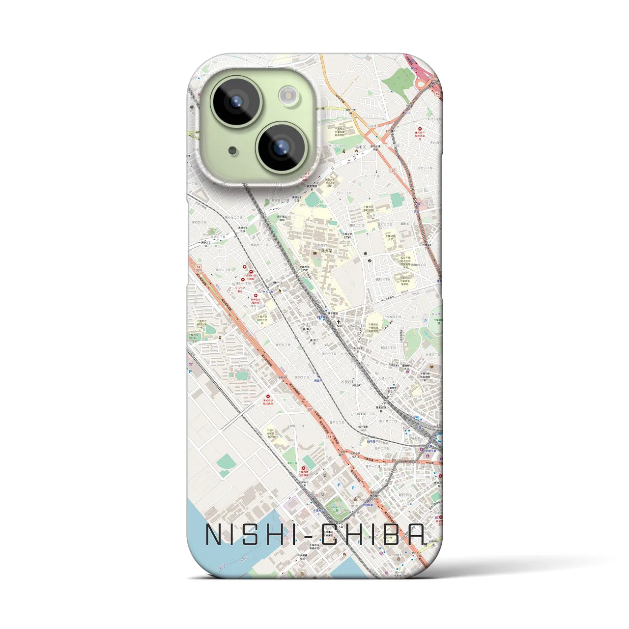 【西千葉(千葉県)】地図柄iPhoneケース(バックカバータイプ)