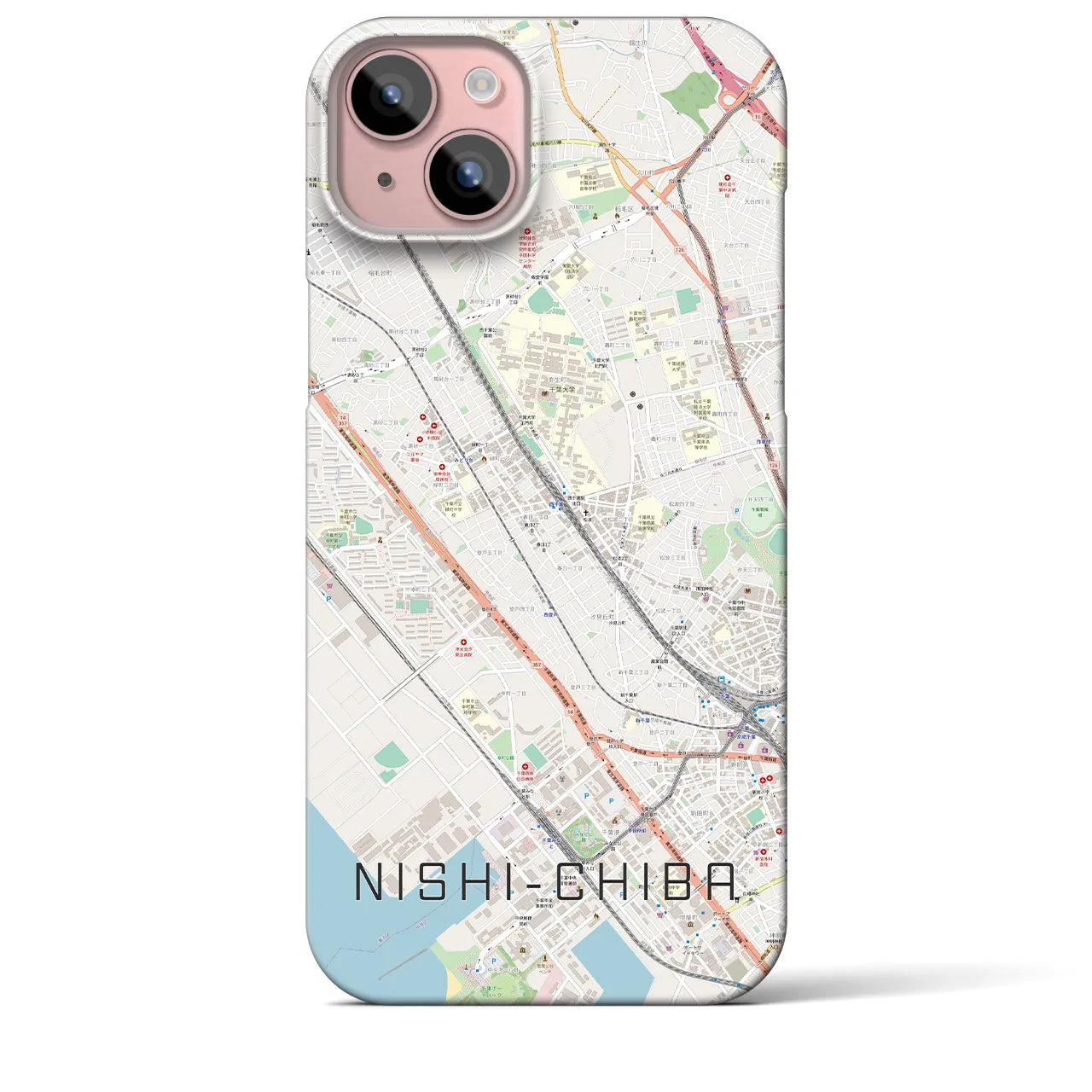 【西千葉(千葉県)】地図柄iPhoneケース(バックカバータイプ)