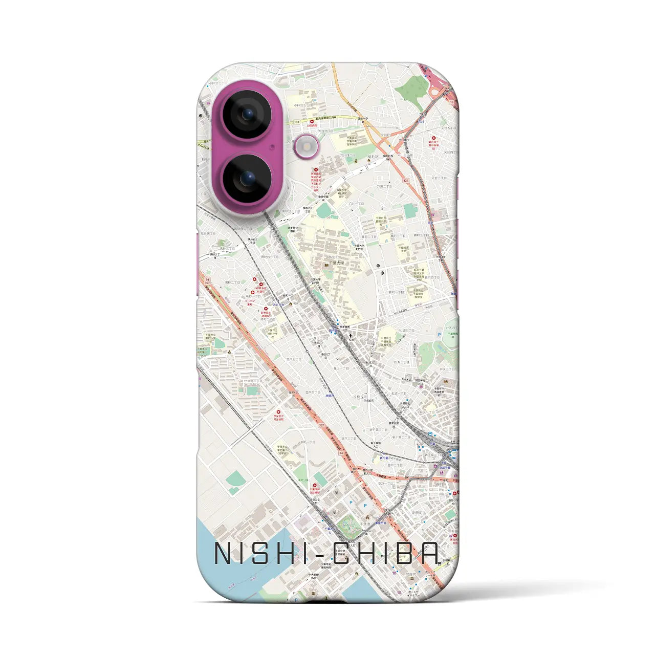 【西千葉(千葉県)】地図柄iPhoneケース(バックカバータイプ)