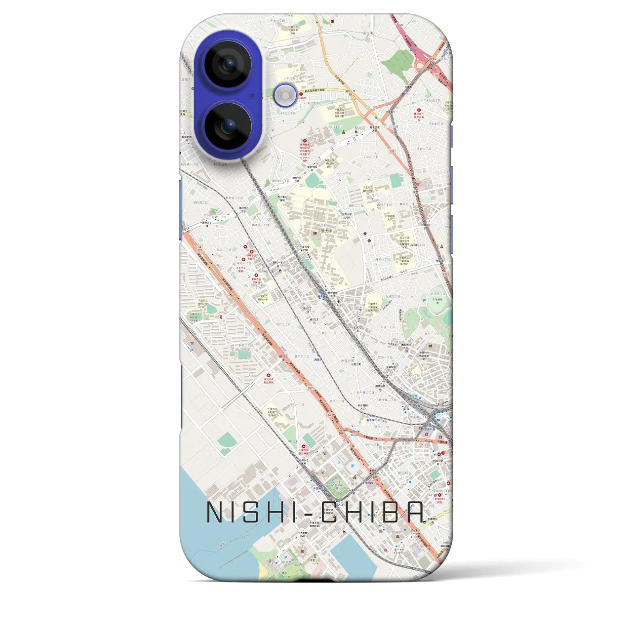【西千葉(千葉県)】地図柄iPhoneケース(バックカバータイプ)ナチュラル・iPhone 16 Pro Max 用