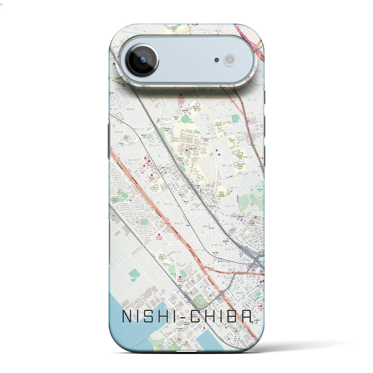 【西千葉(千葉県)】地図柄iPhoneケース(バックカバータイプ)ブラック・iPhone 17 Pro Max 用