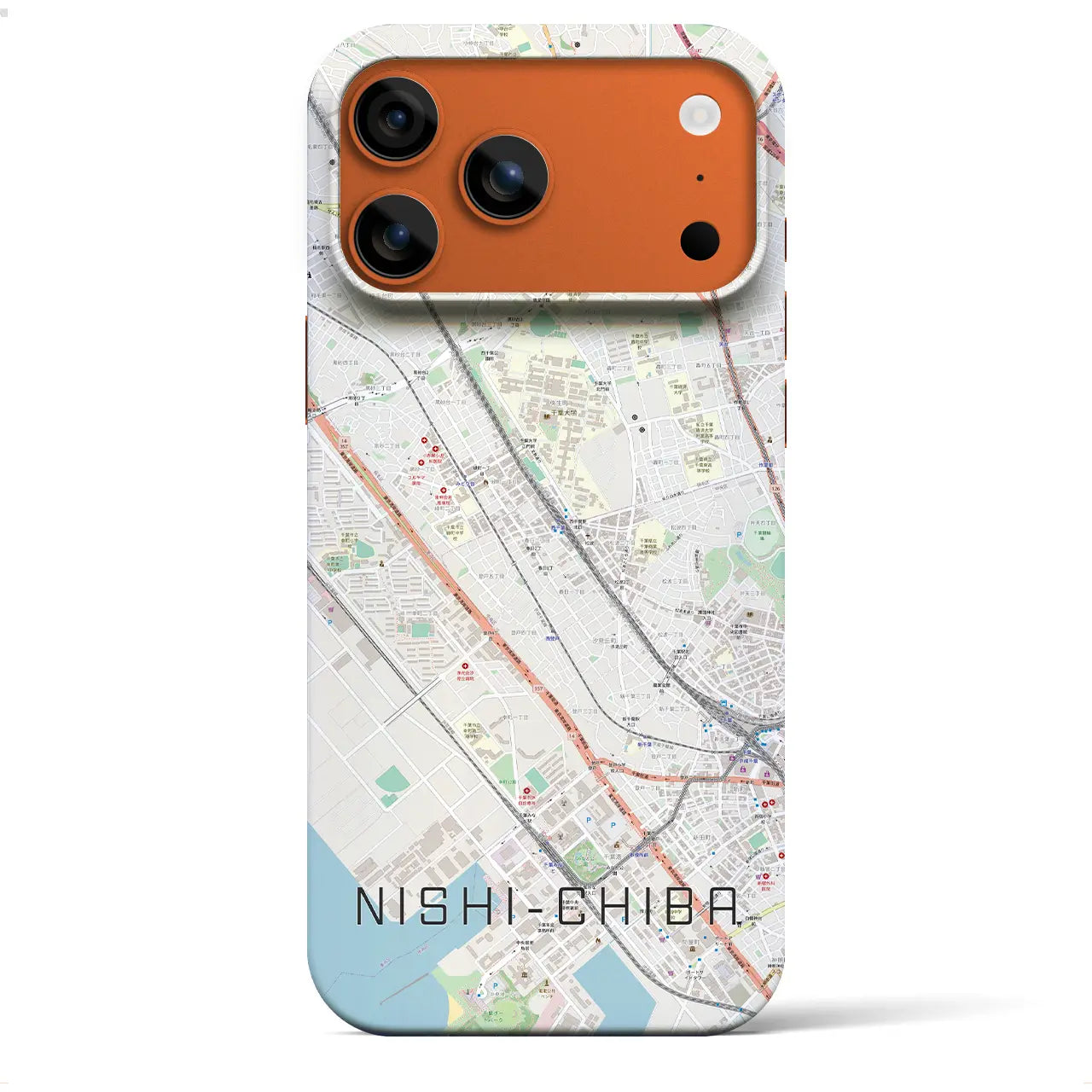 【西千葉(千葉県)】地図柄iPhoneケース(バックカバータイプ)