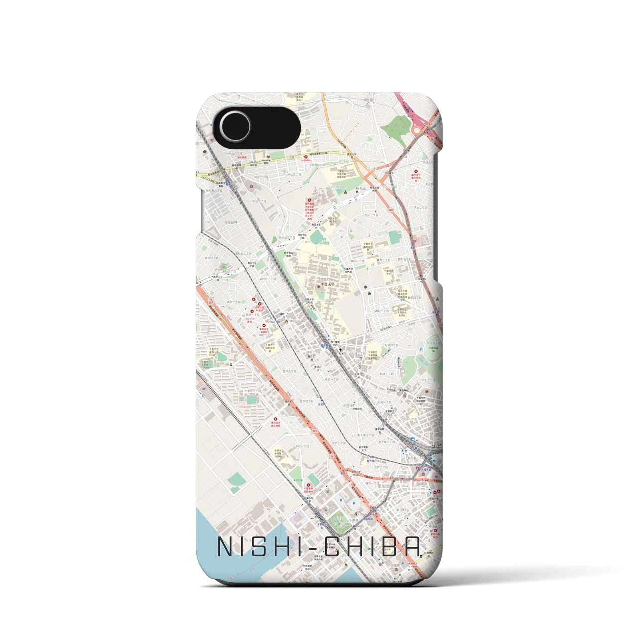 【西千葉(千葉県)】地図柄iPhoneケース(バックカバータイプ)
