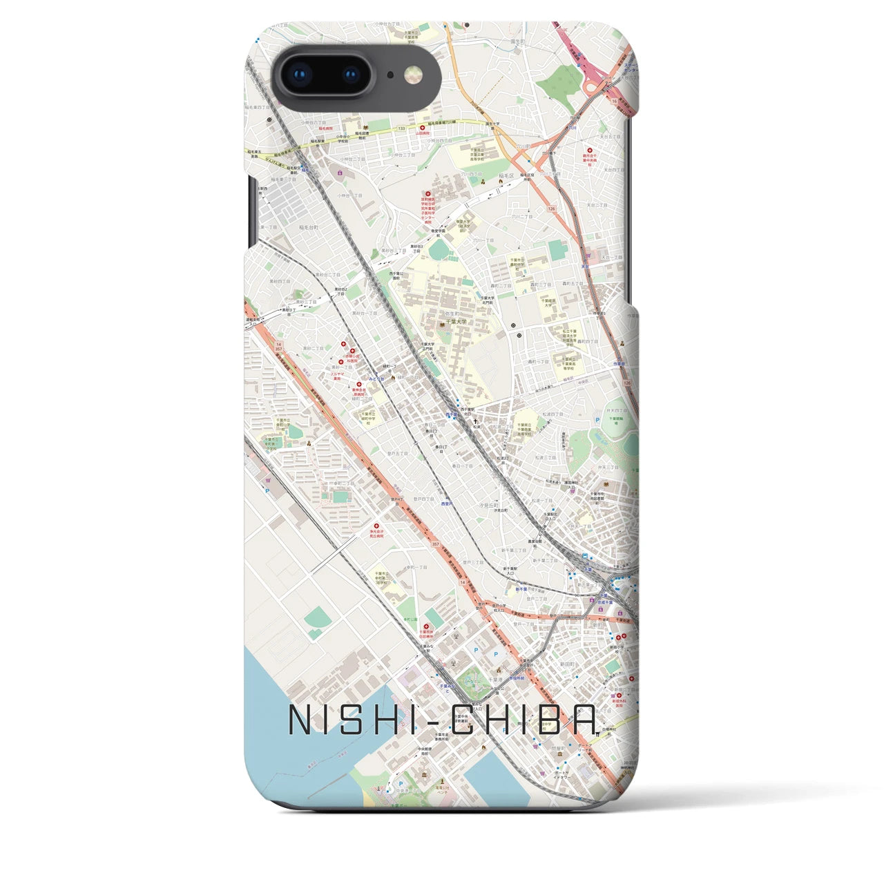 【西千葉(千葉県)】地図柄iPhoneケース(バックカバータイプ)