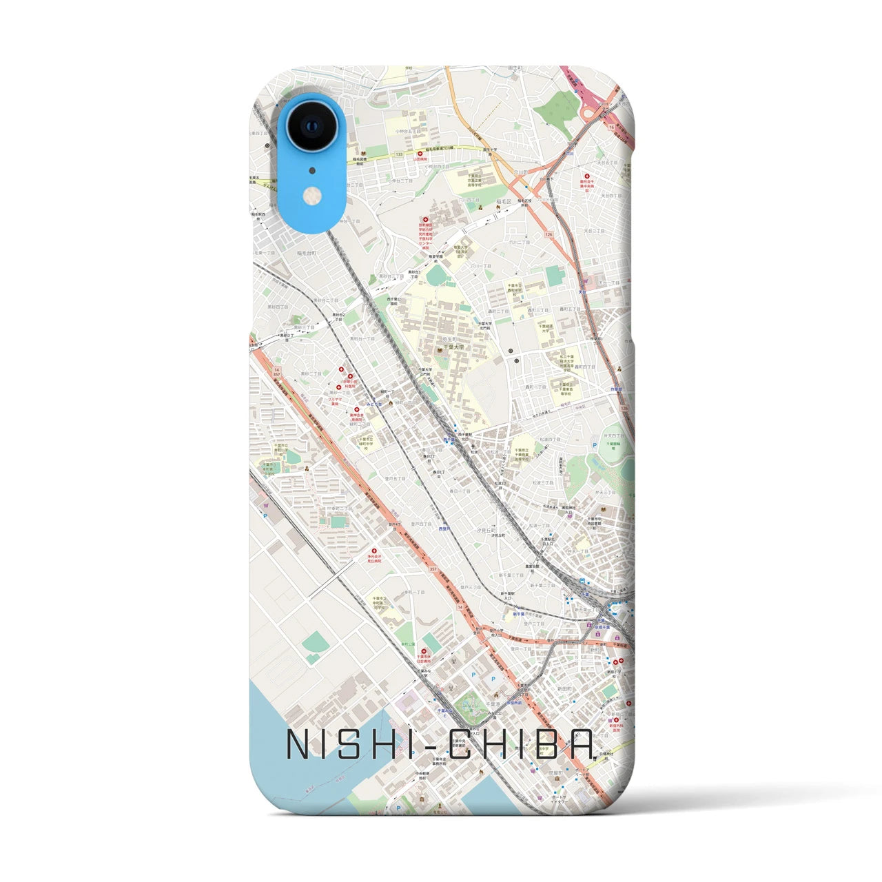 【西千葉(千葉県)】地図柄iPhoneケース(バックカバータイプ)