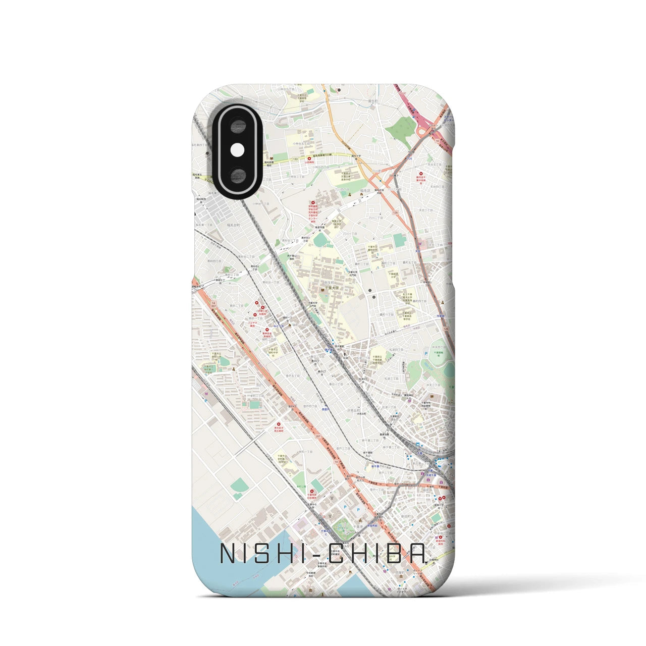 【西千葉(千葉県)】地図柄iPhoneケース(バックカバータイプ)