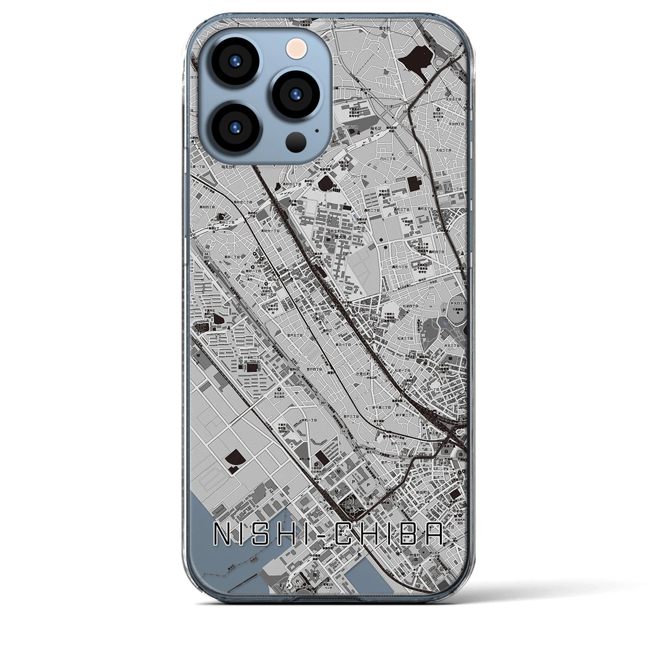 【西千葉(千葉県)】地図柄iPhoneケース(クリアタイプ)