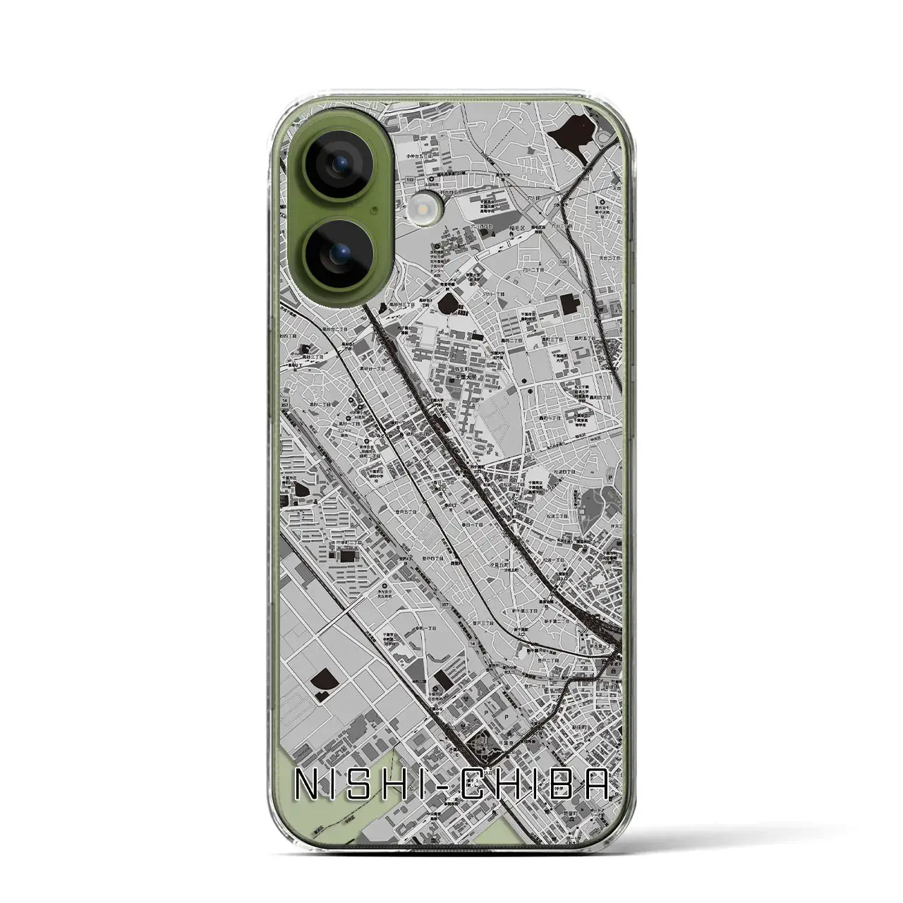【西千葉(千葉県)】地図柄iPhoneケース(クリアタイプ)モノトーン・iPhone 17 Pro Max 用