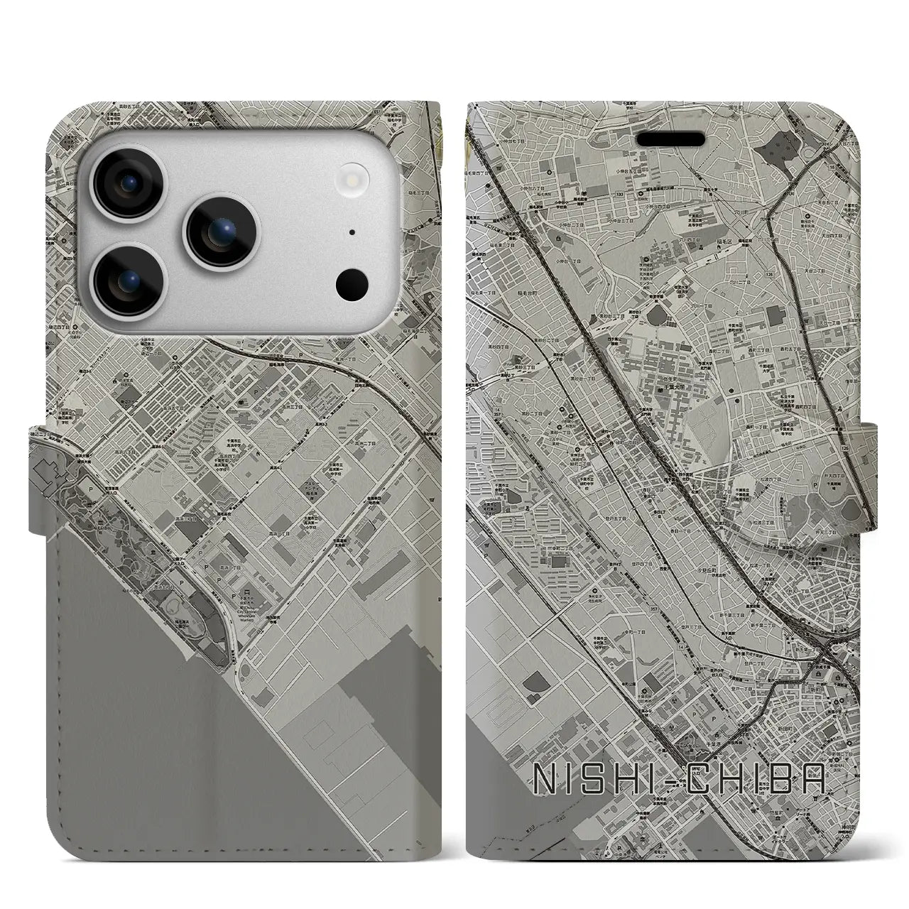 【西千葉(千葉県)】地図柄iPhoneケース(手帳タイプ)