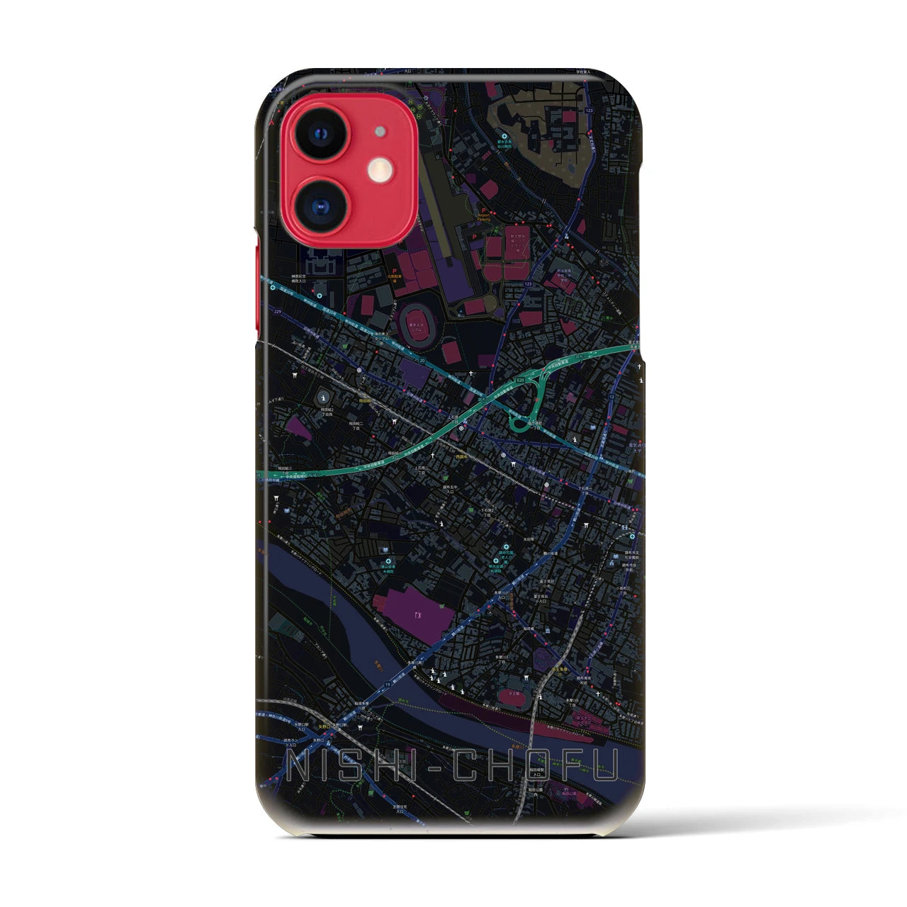 【西調布(東京都)】地図柄iPhoneケース(バックカバータイプ)