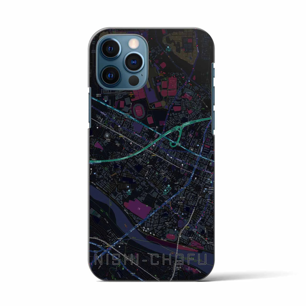 【西調布(東京都)】地図柄iPhoneケース(バックカバータイプ)