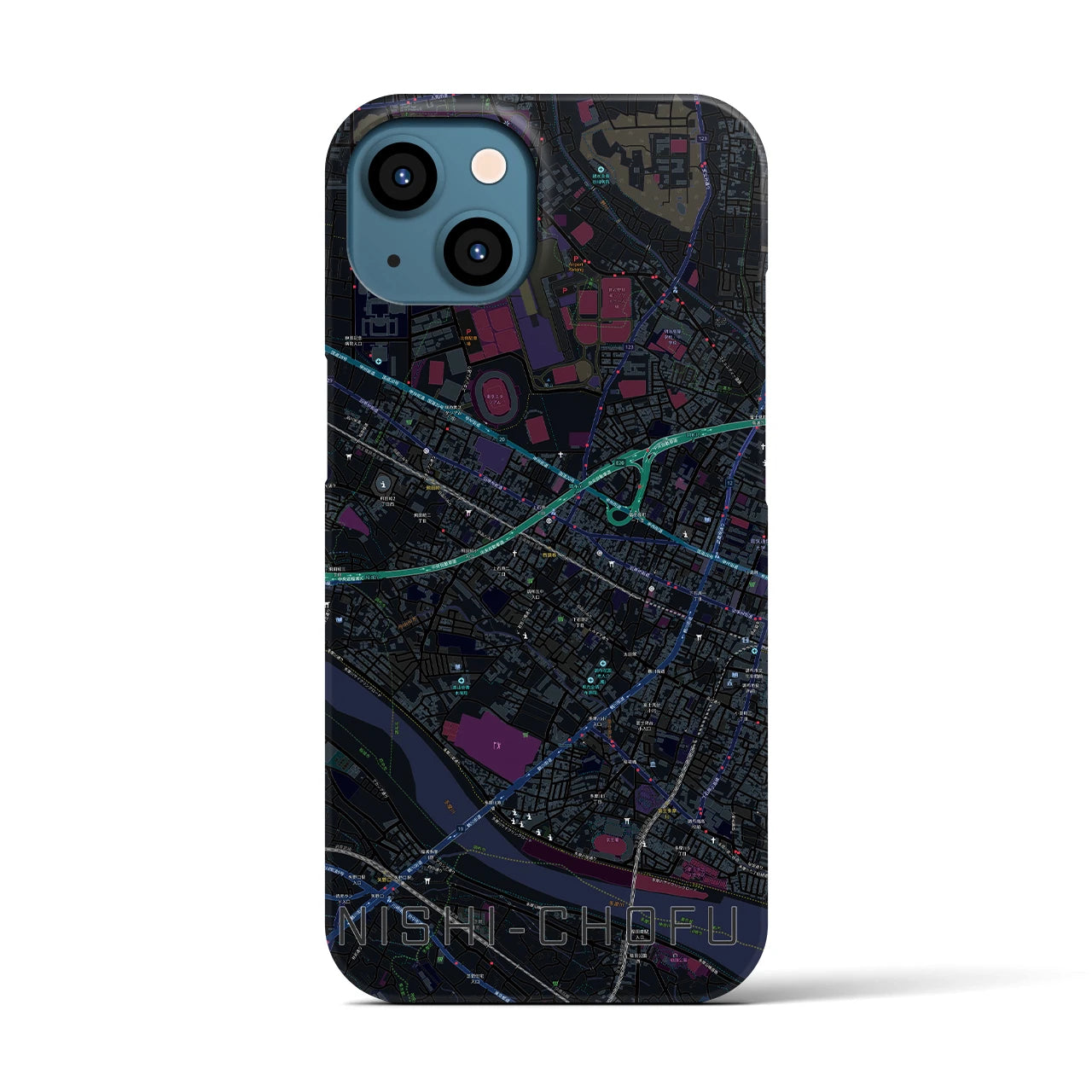 【西調布(東京都)】地図柄iPhoneケース(バックカバータイプ)