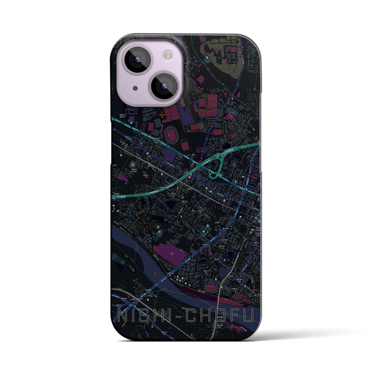 【西調布(東京都)】地図柄iPhoneケース(バックカバータイプ)