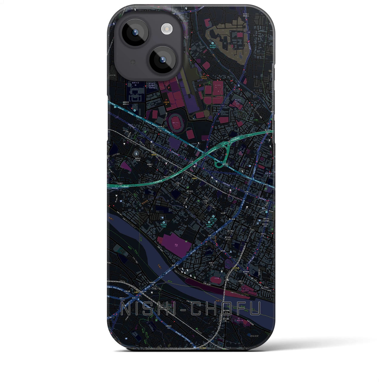【西調布(東京都)】地図柄iPhoneケース(バックカバータイプ)