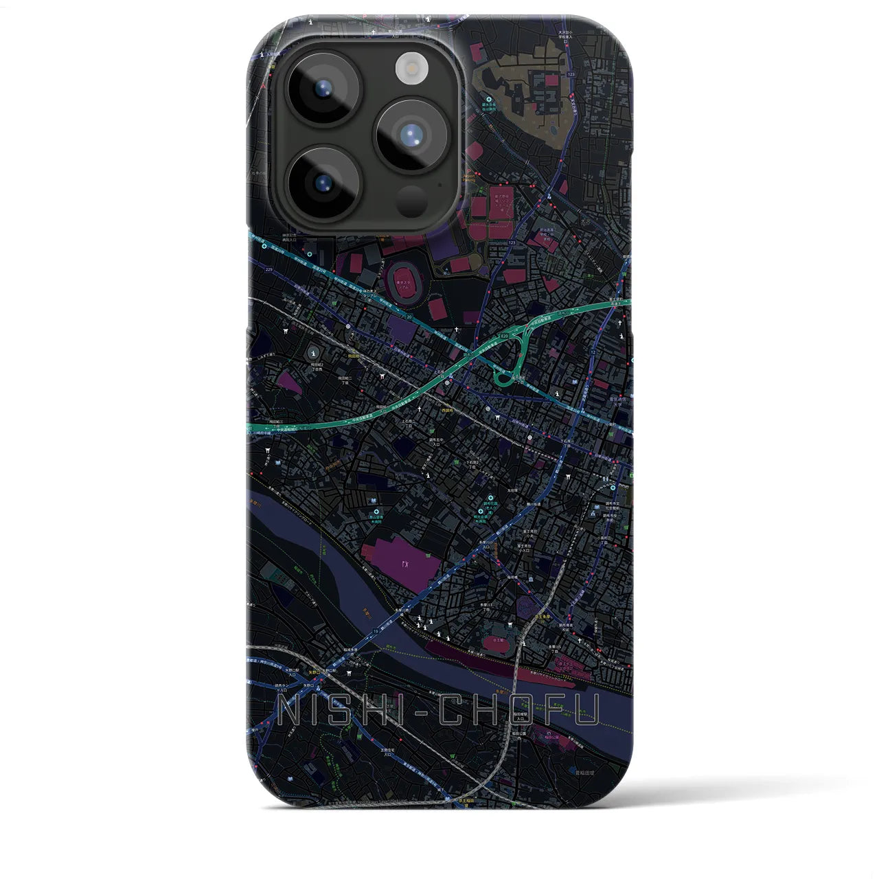 【西調布(東京都)】地図柄iPhoneケース(バックカバータイプ)