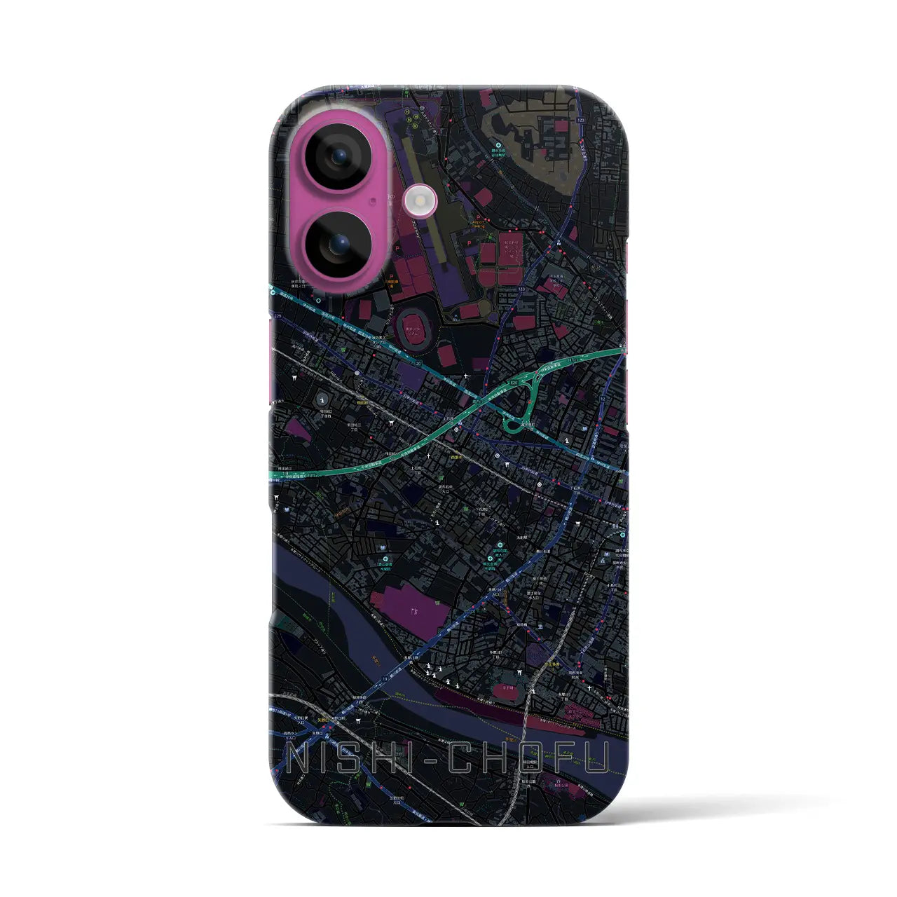 【西調布(東京都)】地図柄iPhoneケース(バックカバータイプ)