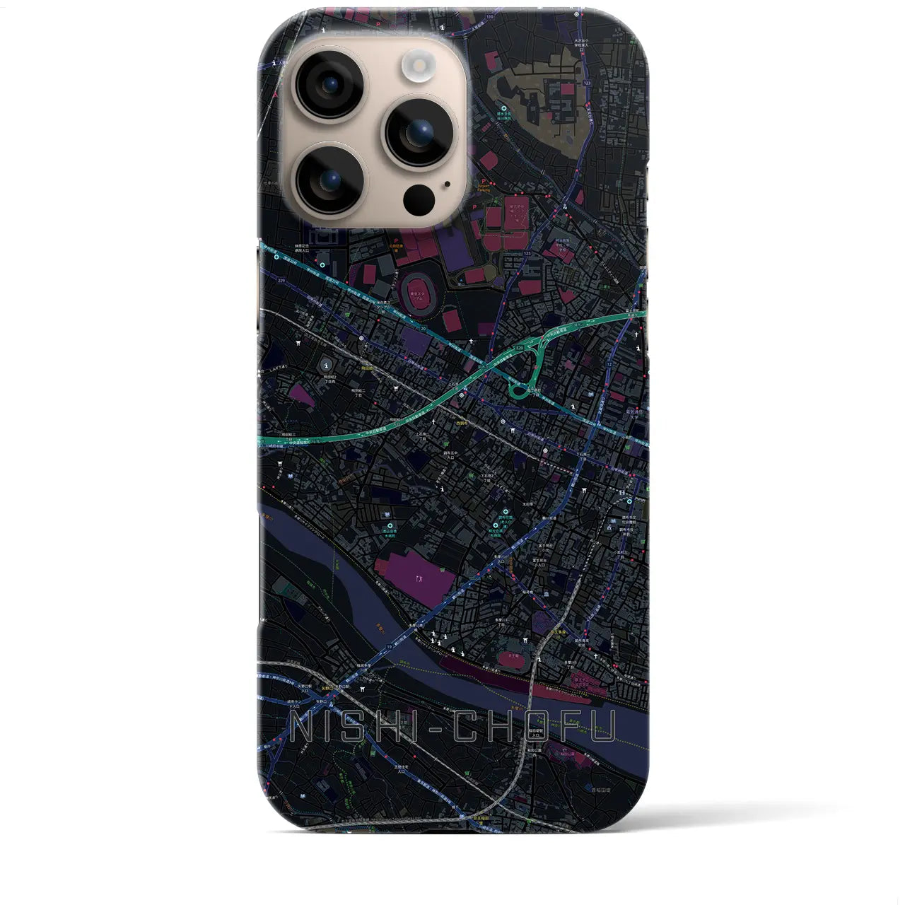 【西調布(東京都)】地図柄iPhoneケース(バックカバータイプ)