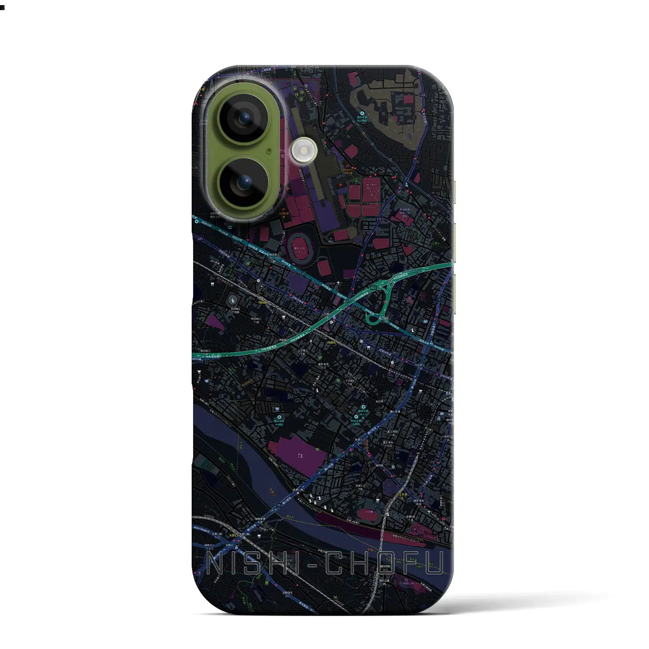 【西調布(東京都)】地図柄iPhoneケース(バックカバータイプ)