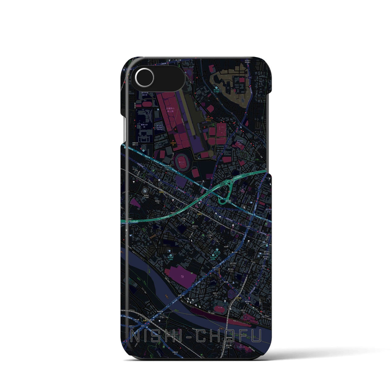 【西調布(東京都)】地図柄iPhoneケース(バックカバータイプ)