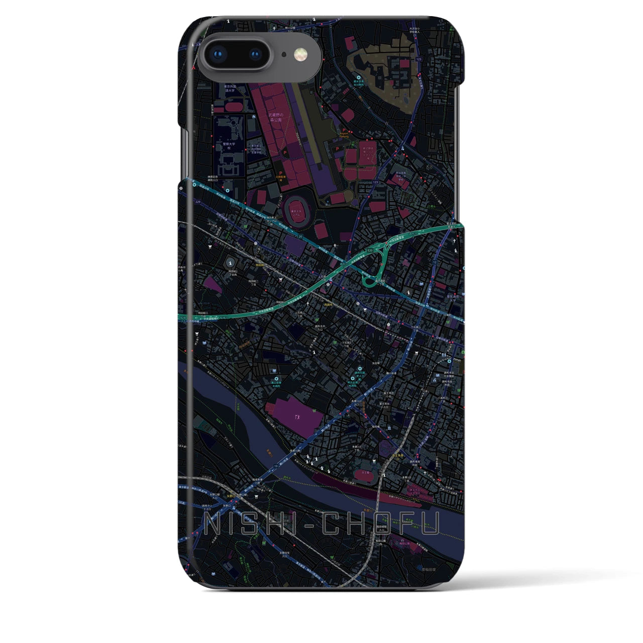 【西調布(東京都)】地図柄iPhoneケース(バックカバータイプ)