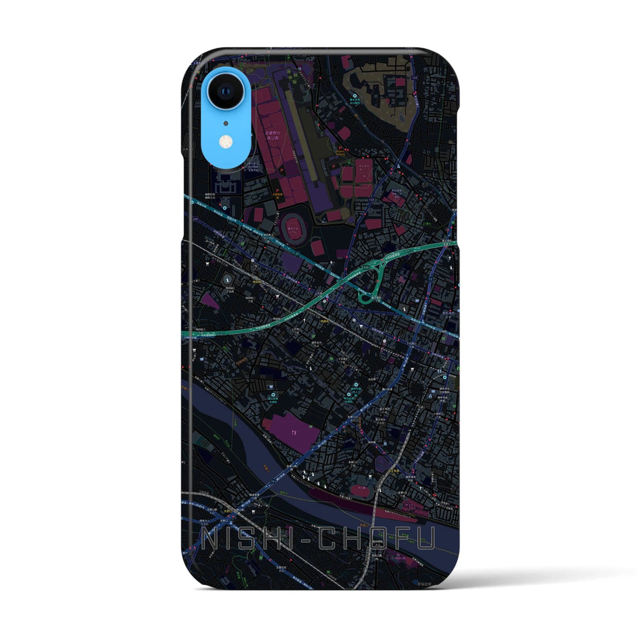 【西調布(東京都)】地図柄iPhoneケース(バックカバータイプ)