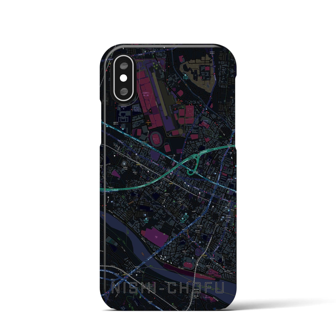 【西調布(東京都)】地図柄iPhoneケース(バックカバータイプ)