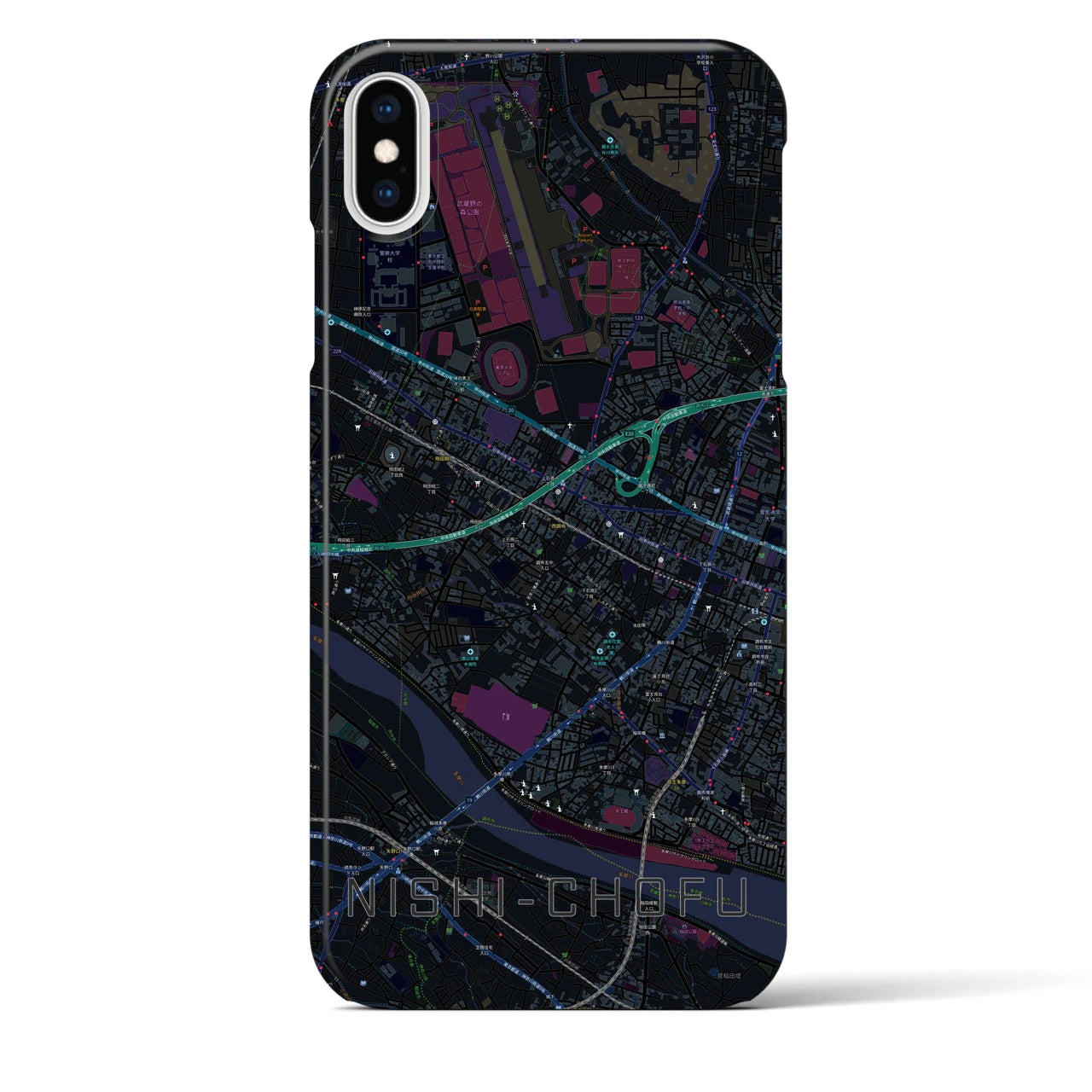 【西調布(東京都)】地図柄iPhoneケース(バックカバータイプ)
