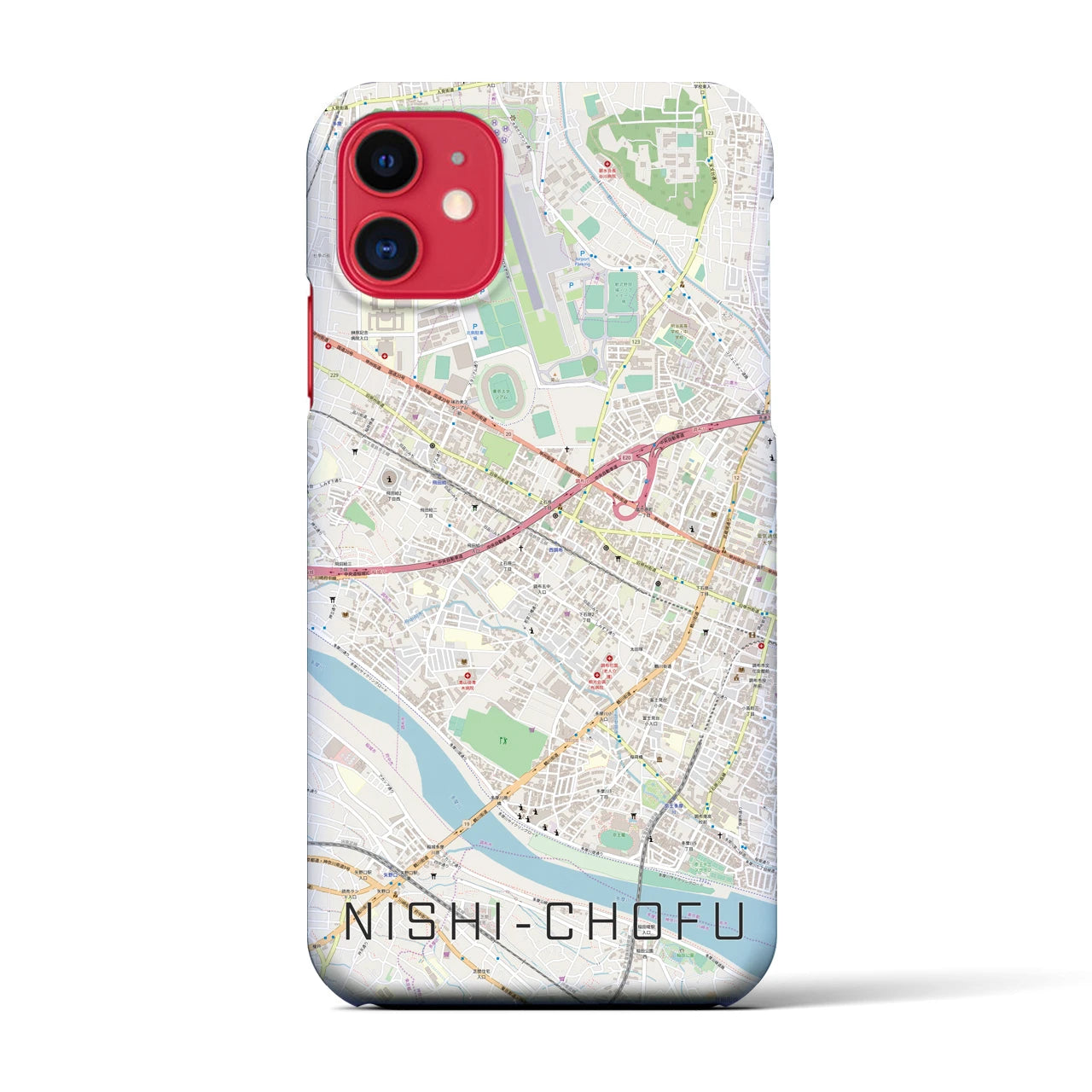 【西調布(東京都)】地図柄iPhoneケース(バックカバータイプ)