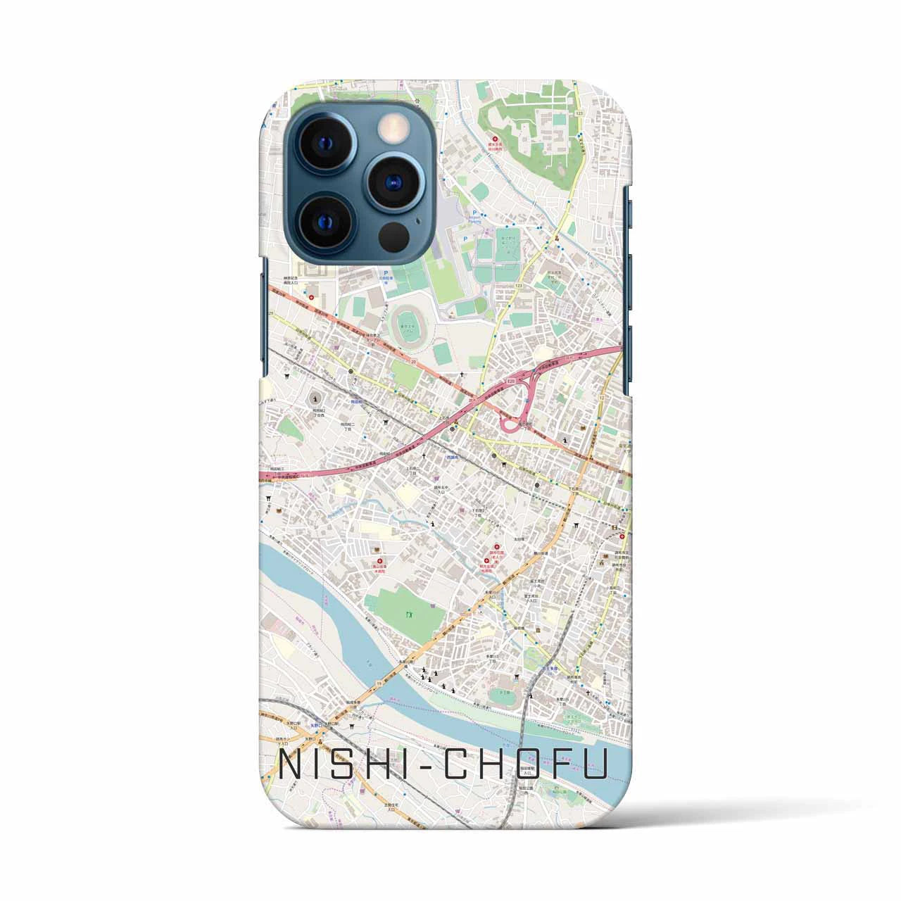 【西調布(東京都)】地図柄iPhoneケース(バックカバータイプ)