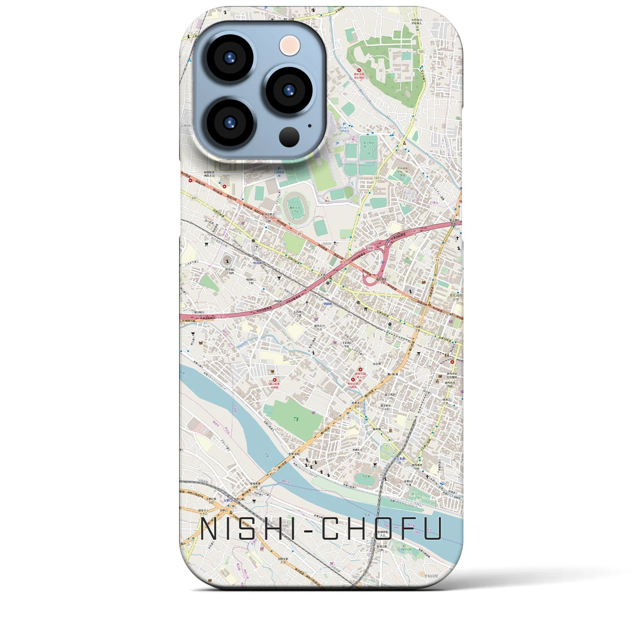 【西調布(東京都)】地図柄iPhoneケース(バックカバータイプ)