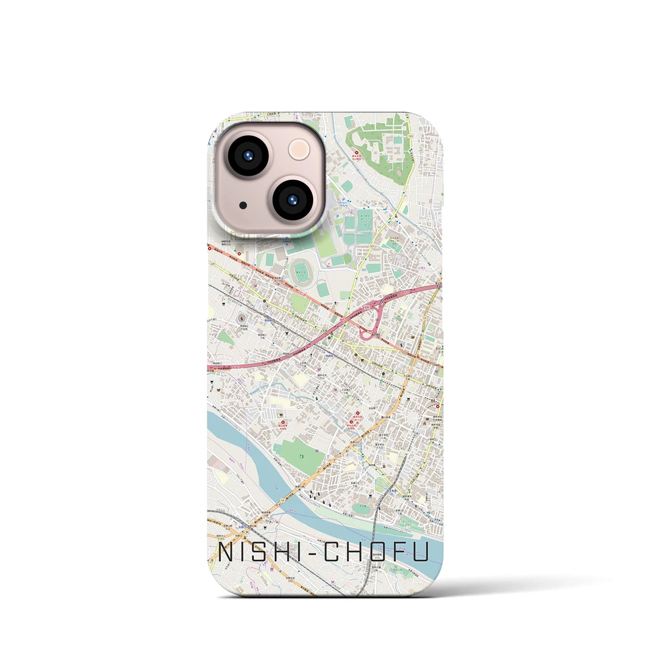 【西調布(東京都)】地図柄iPhoneケース(バックカバータイプ)