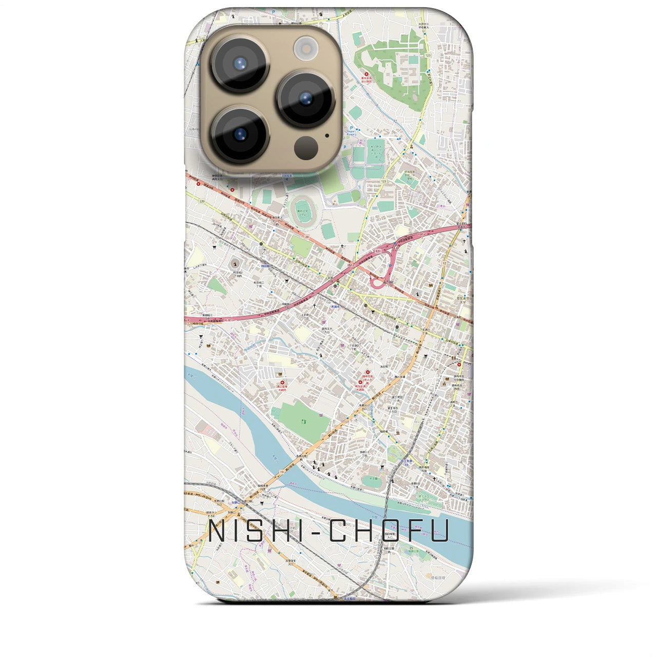 【西調布(東京都)】地図柄iPhoneケース(バックカバータイプ)