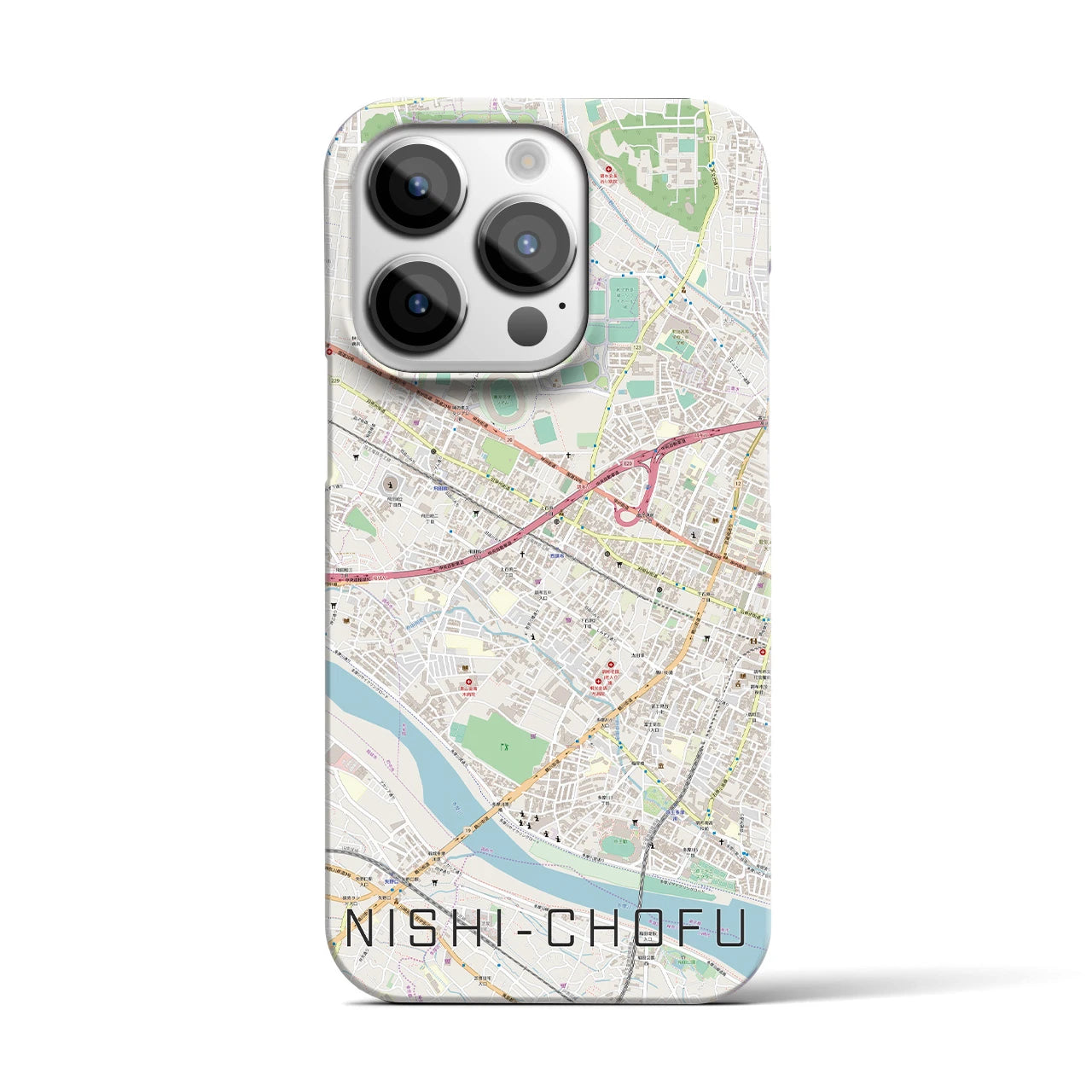 【西調布(東京都)】地図柄iPhoneケース(バックカバータイプ)