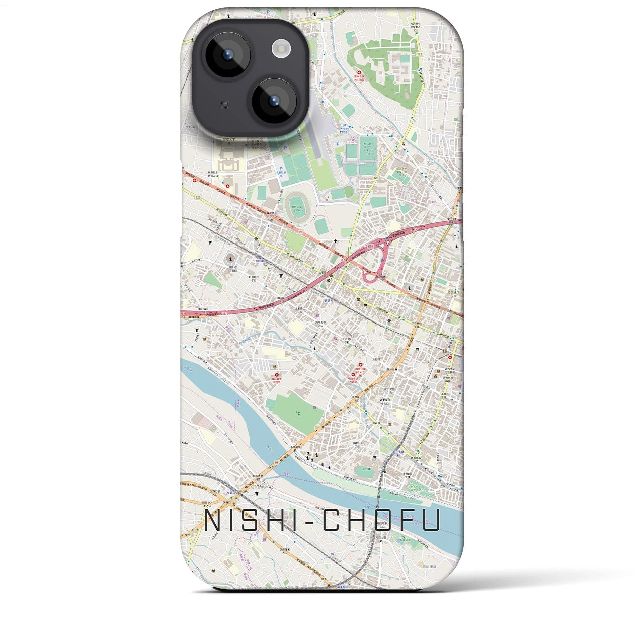 【西調布(東京都)】地図柄iPhoneケース(バックカバータイプ)